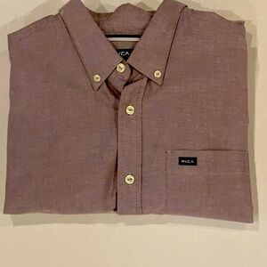 RVCA Men's Casual Button-Down Shirt in Plum
